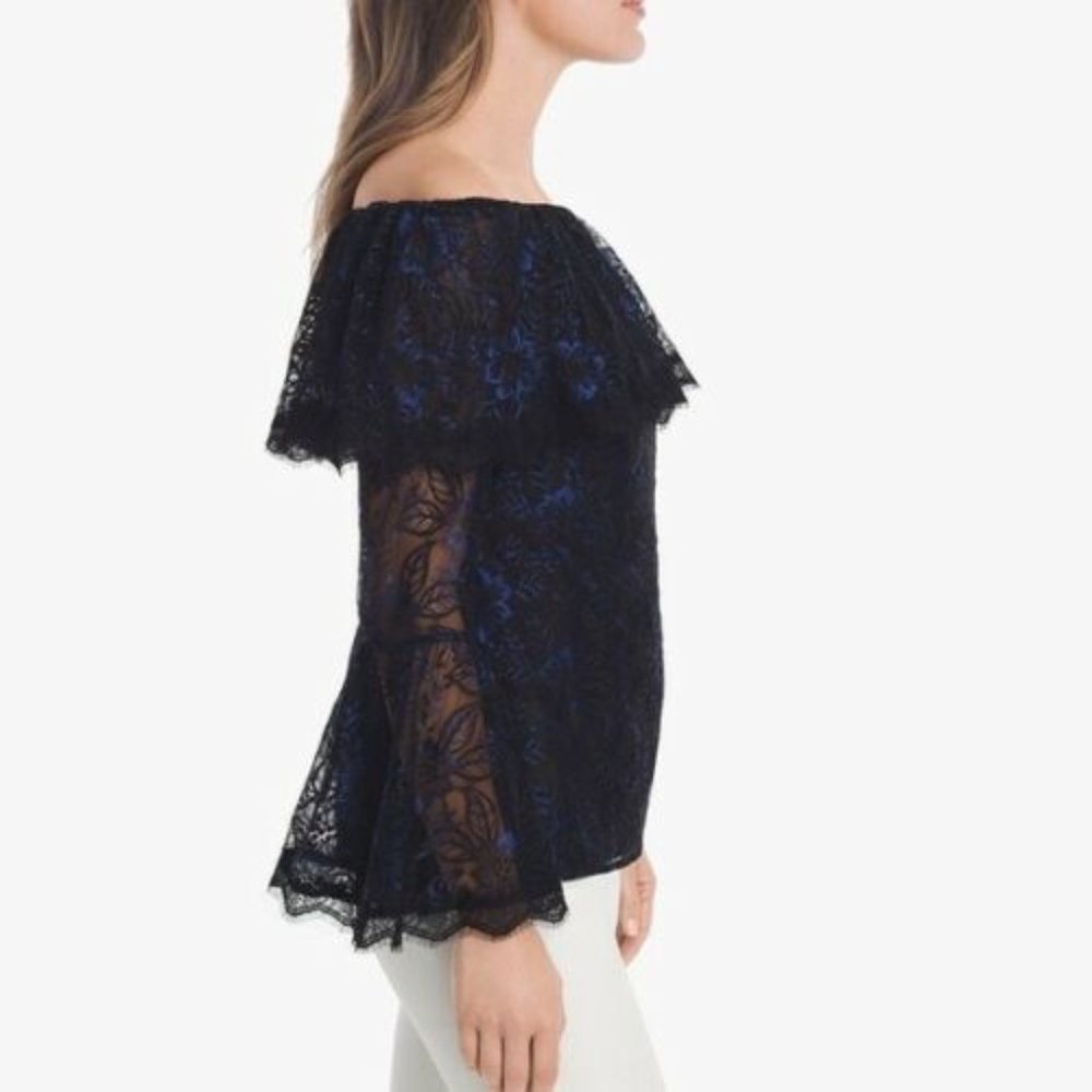✨BOGO White House Black Market Off the Shoulder Lace Top Size 8 WHBM H12486 - Picture 10 of 12